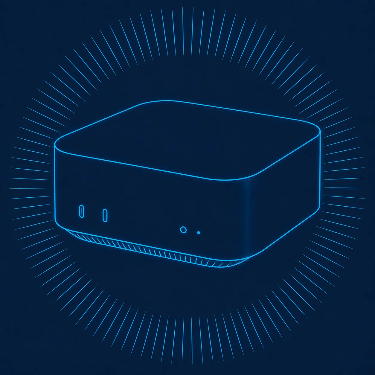 Mac Mini Apple sur un bureau, format compact pour un déploiement local discret